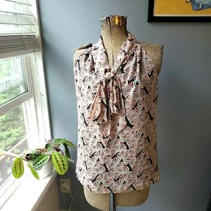 BR Sleeveless Blouse With Draped Bow Tank | S